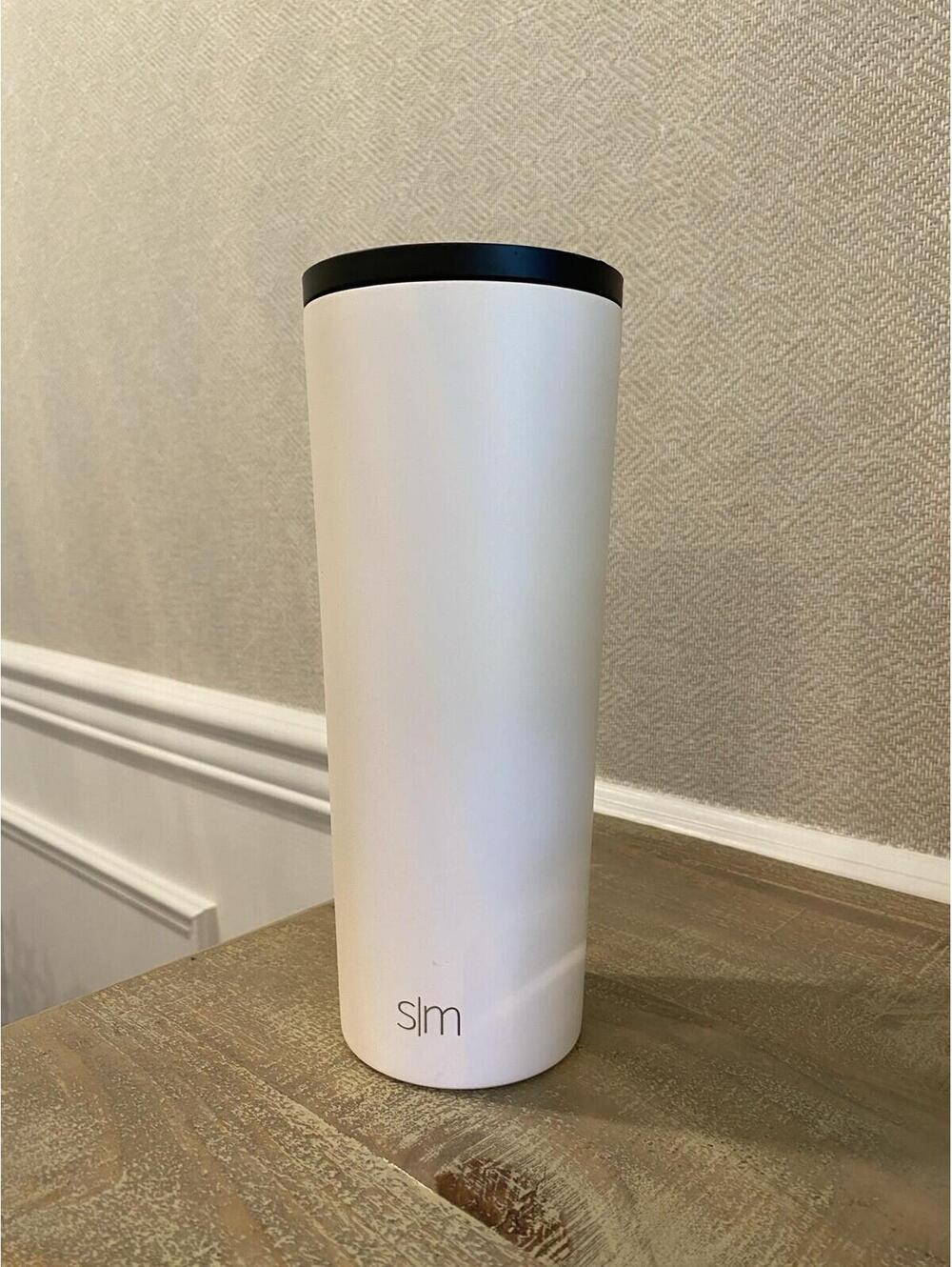 Simple Modern Tall 24 oz Travel Tumbler , No Straw, Cream/ Off-White, Black Lid